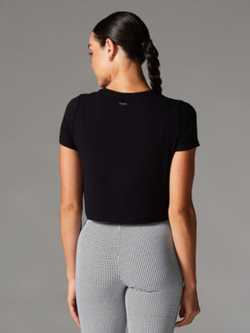 Tavi Ribbed Women's Tee Top - Ebony